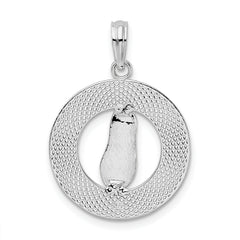 De-Ani Sterling Silver Rhodium-Plated Pentwater Michigan Circle with Flip Flop Pendant