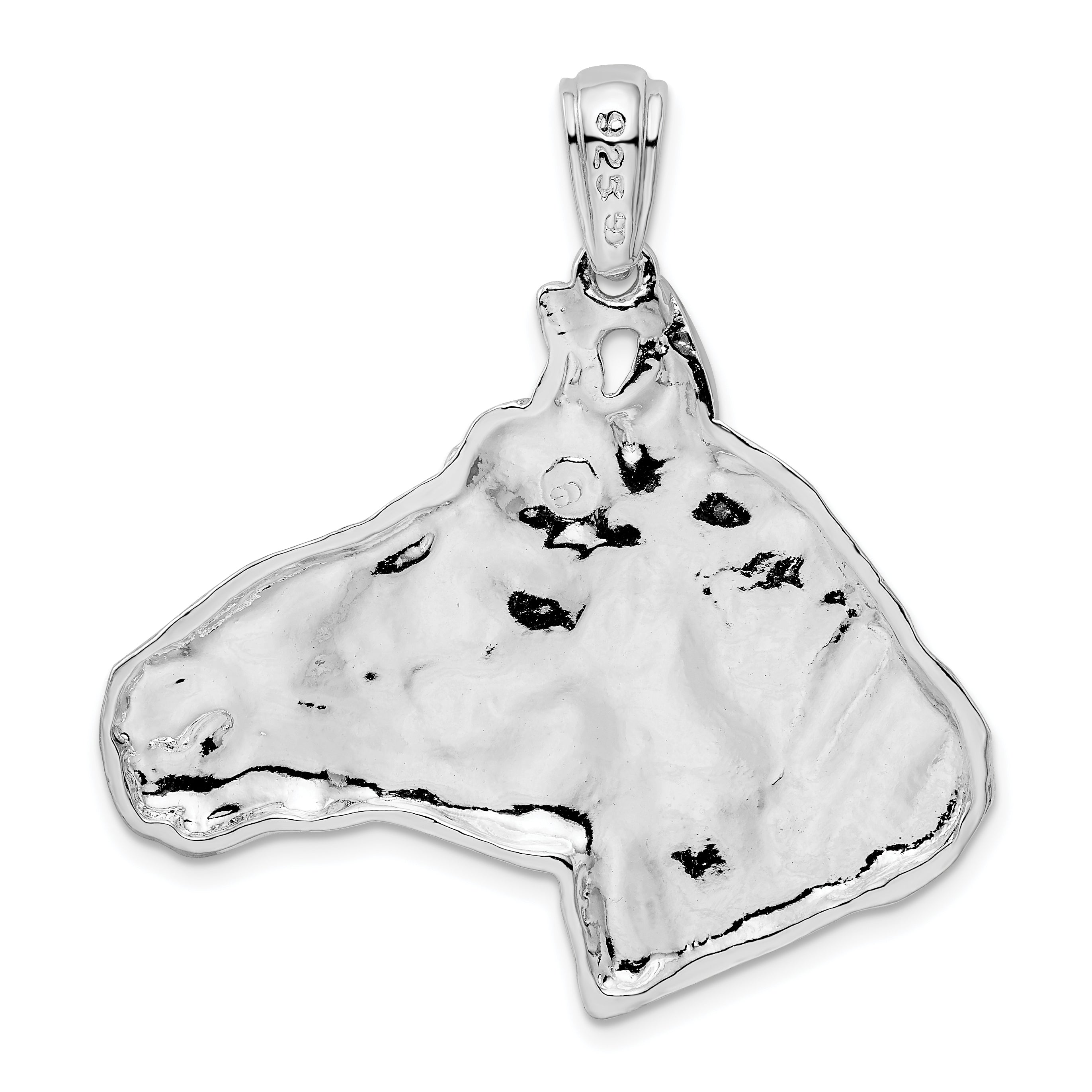 De-Ani Sterling Silver Rhodium-Plated Polished Large Horse Head Pendant