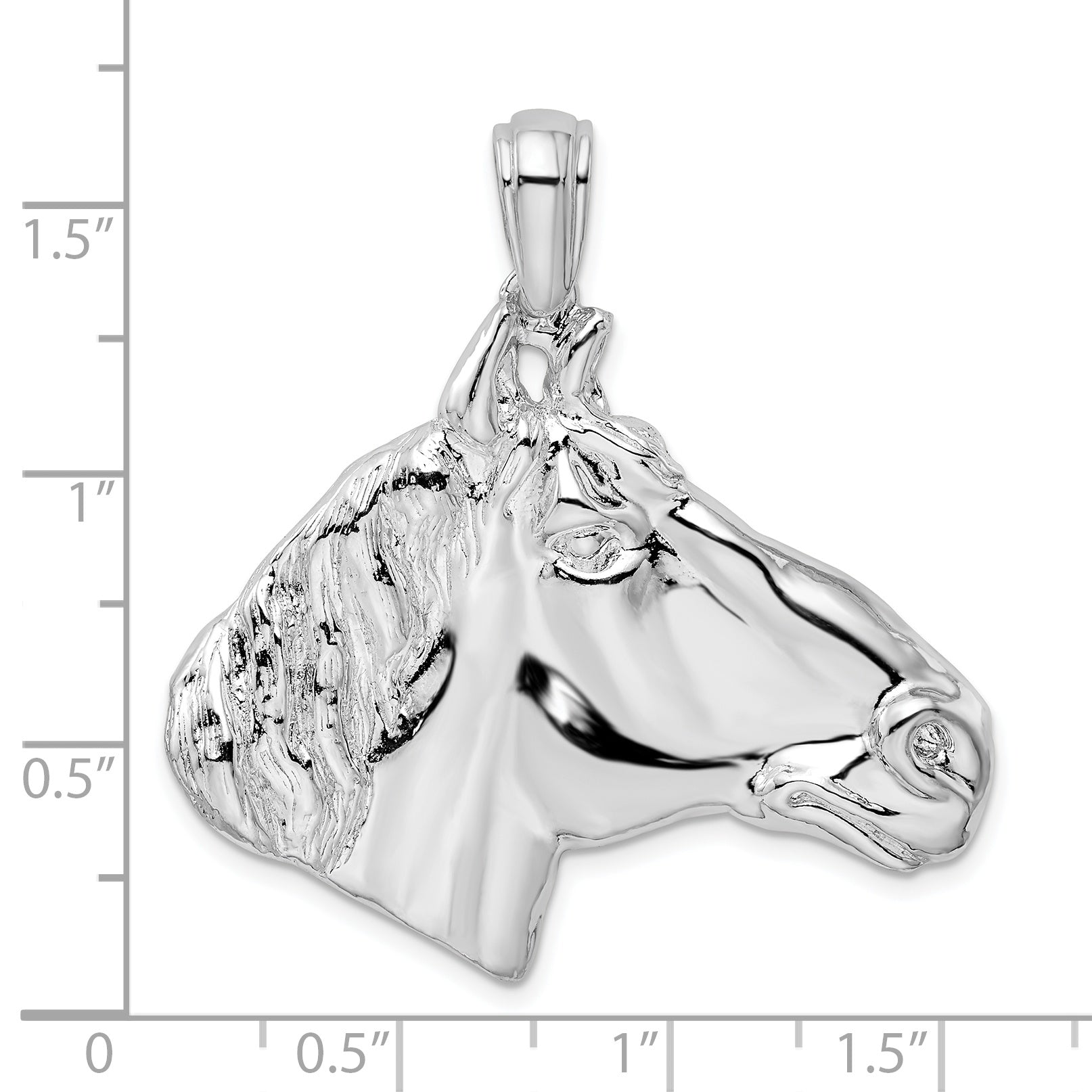 De-Ani Sterling Silver Rhodium-Plated Polished Large Horse Head Pendant