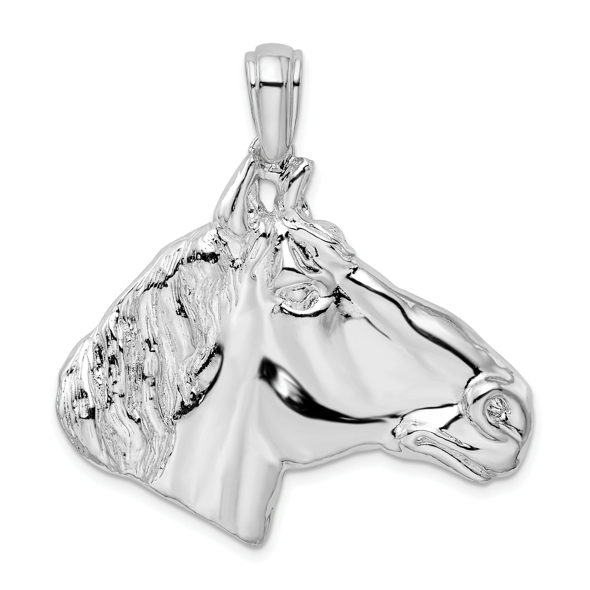 De-Ani Sterling Silver Rhodium-Plated Polished Large Horse Head Pendant