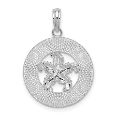 De-Ani Sterling Silver Rhodium-Plated Port Aransas Circle with Starfish Pendant