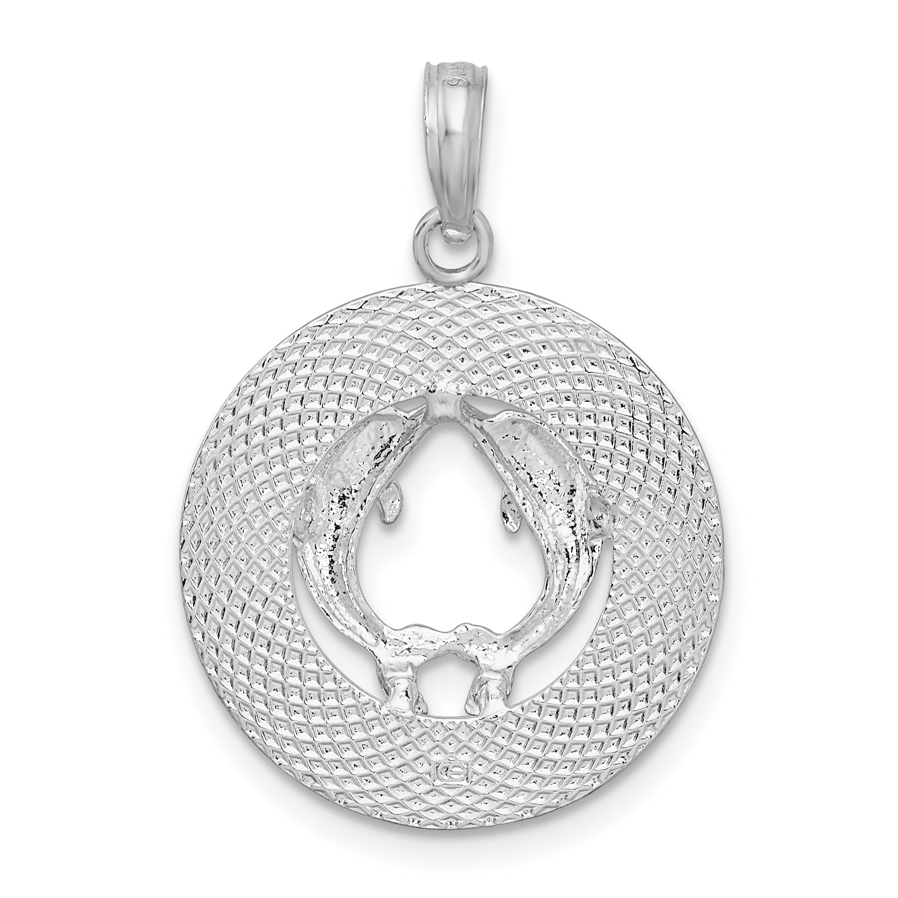 De-Ani Sterling Silver Rhodium-Plated Port Aransas Circle with Dolphins Pendant