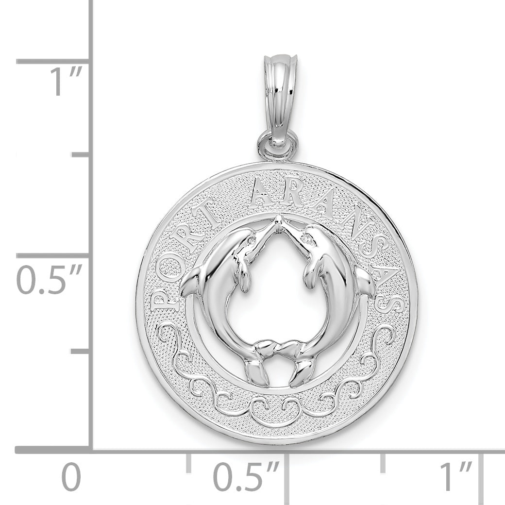 De-Ani Sterling Silver Rhodium-Plated Port Aransas Circle with Dolphins Pendant