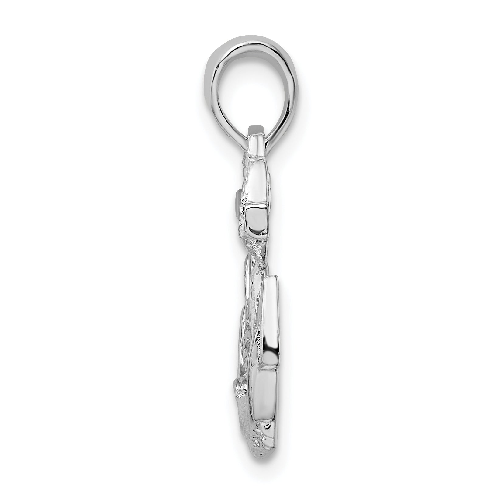 De-Ani Sterling Silver Rhodium-Plated Polished Anchor with Rope Pendant