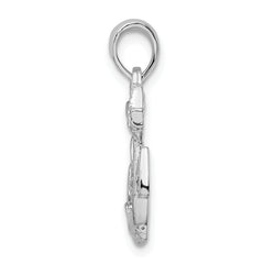 De-Ani Sterling Silver Rhodium-Plated Polished Anchor with Rope Pendant