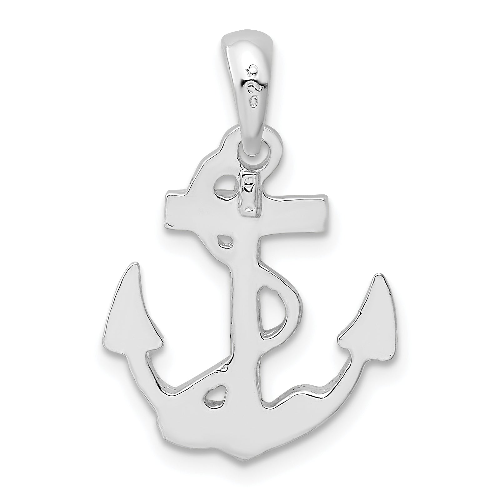 De-Ani Sterling Silver Rhodium-Plated Polished Anchor with Rope Pendant