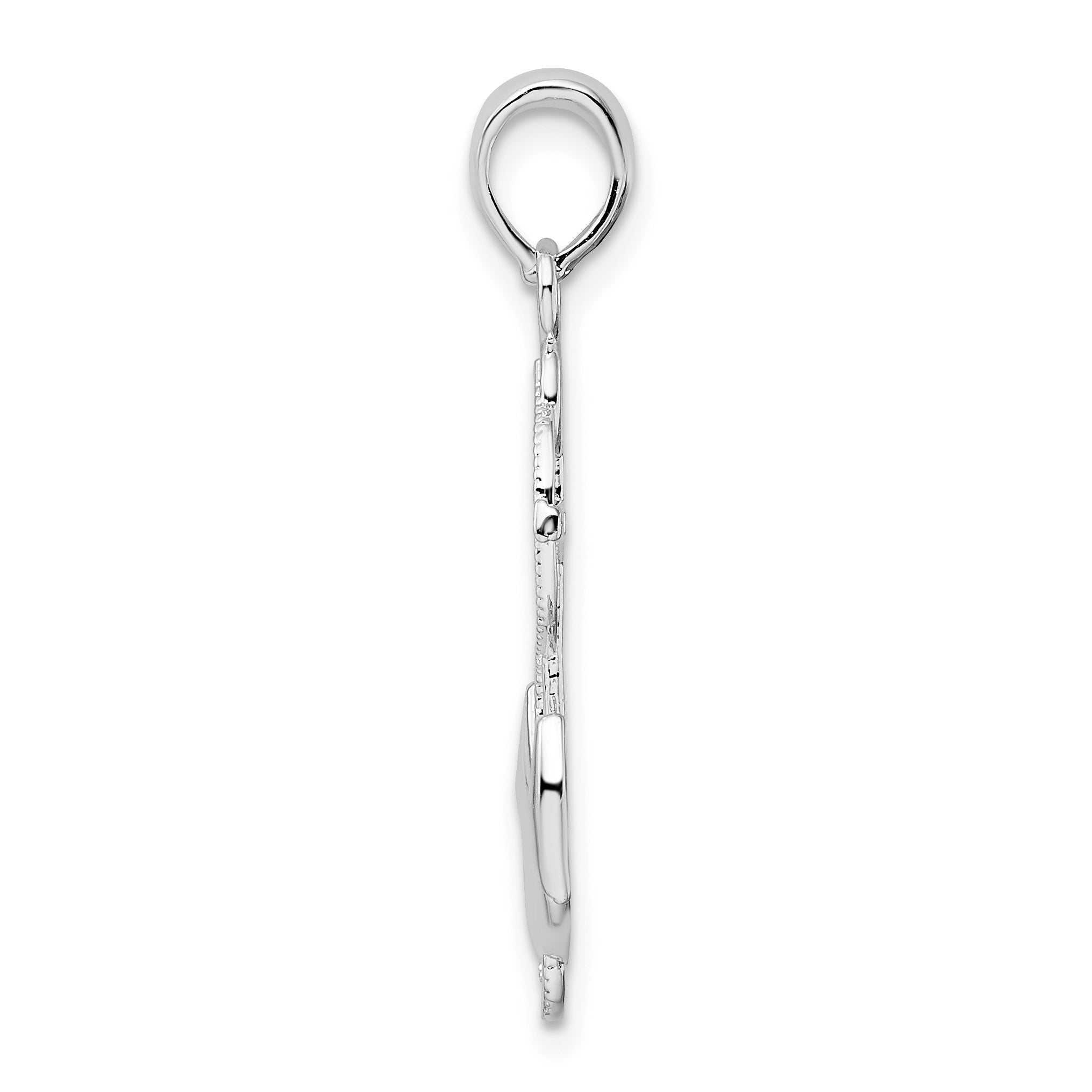 De-Ani Sterling Silver Rhodium-Plated Polished Anchor with Rope Pendant