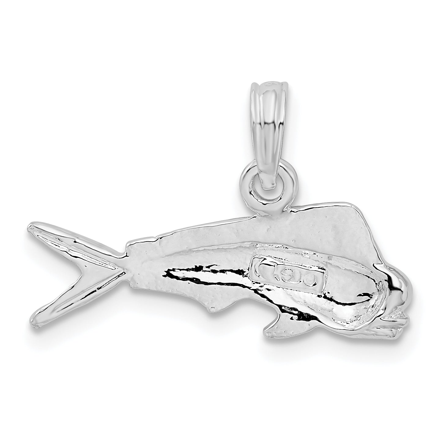 De-Ani Sterling Silver Rhodium-Plated Polished Mahi-Mahi Fish Pendant