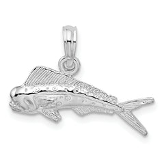 De-Ani Sterling Silver Rhodium-Plated Polished Mahi-Mahi Fish Pendant