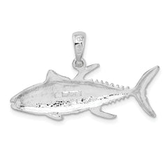 De-Ani Sterling Silver Rhodium-Plated Polished Yellowfin Tuna Fish Pendant