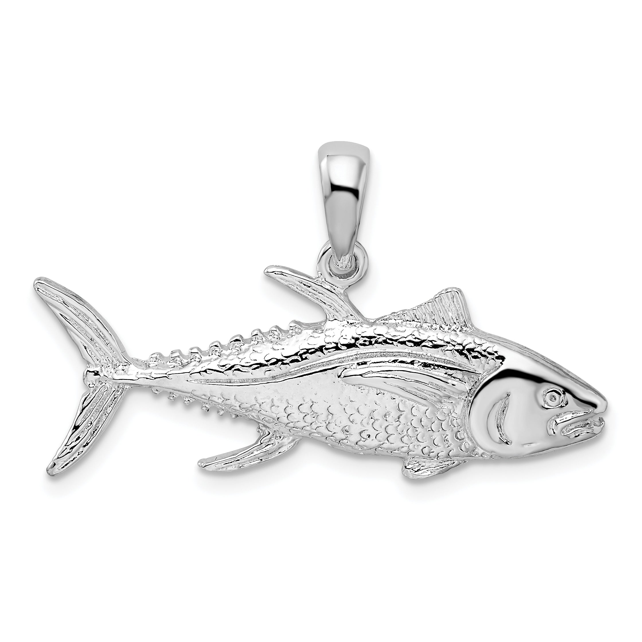 De-Ani Sterling Silver Rhodium-Plated Polished Yellowfin Tuna Fish Pendant