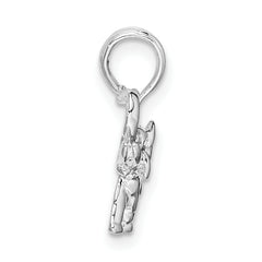 De-Ani Sterling Silver Rhodium-Plated Polished Elephant Pendant