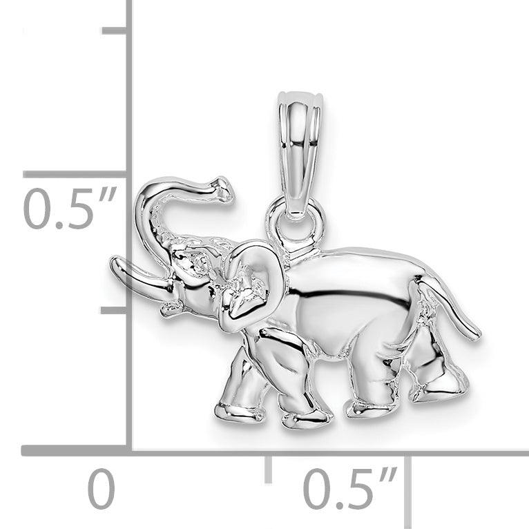 De-Ani Sterling Silver Rhodium-Plated Polished Elephant Pendant