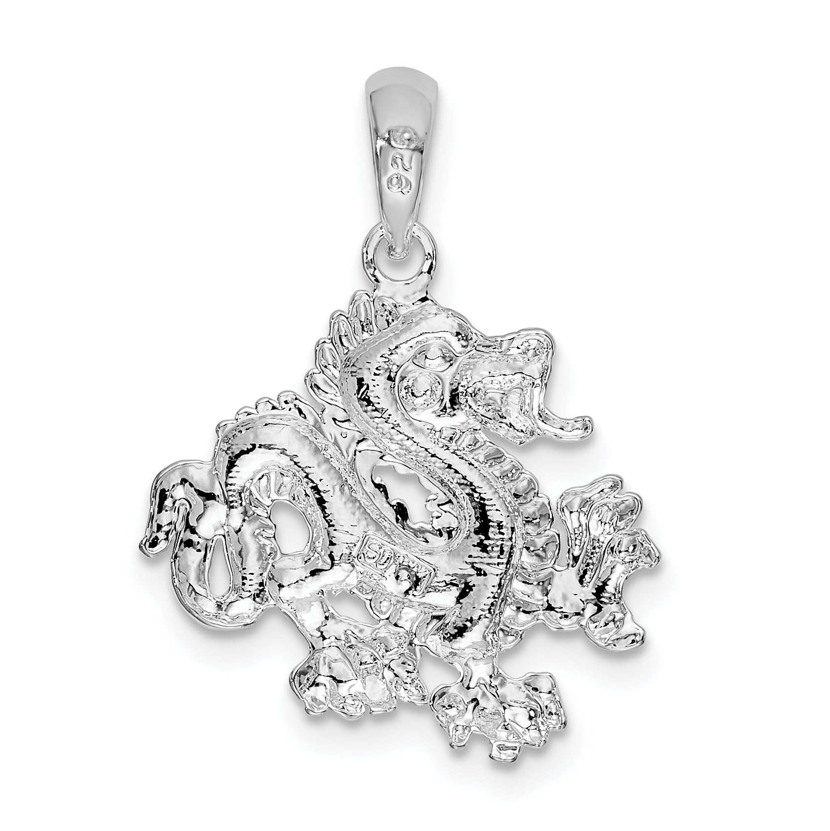 De-Ani Sterling Silver Rhodium-Plated Polished Small Dragon Pendant