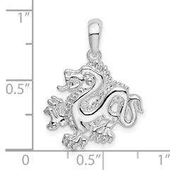 De-Ani Sterling Silver Rhodium-Plated Polished Small Dragon Pendant