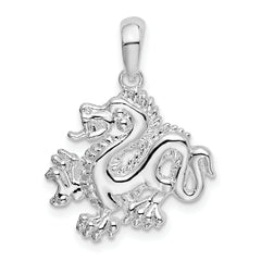 De-Ani Sterling Silver Rhodium-Plated Polished Small Dragon Pendant