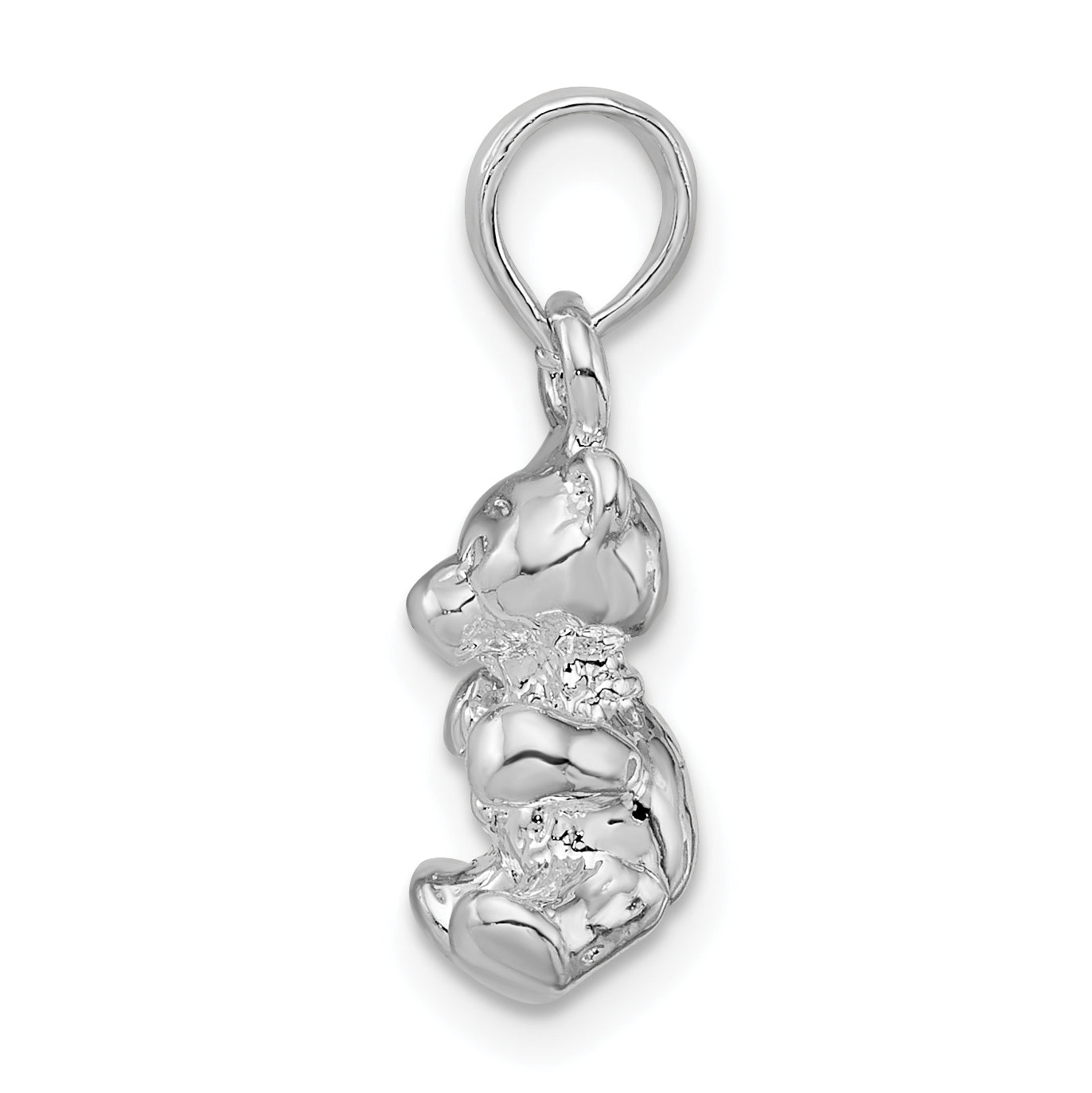 De-Ani Sterling Silver Polished 3D Teddy Bear with Bow Tie Pendant