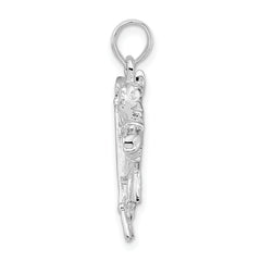 De-Ani Sterling Silver Rhodium-Plated Horse Head with Crop and Horseshoe Pendant