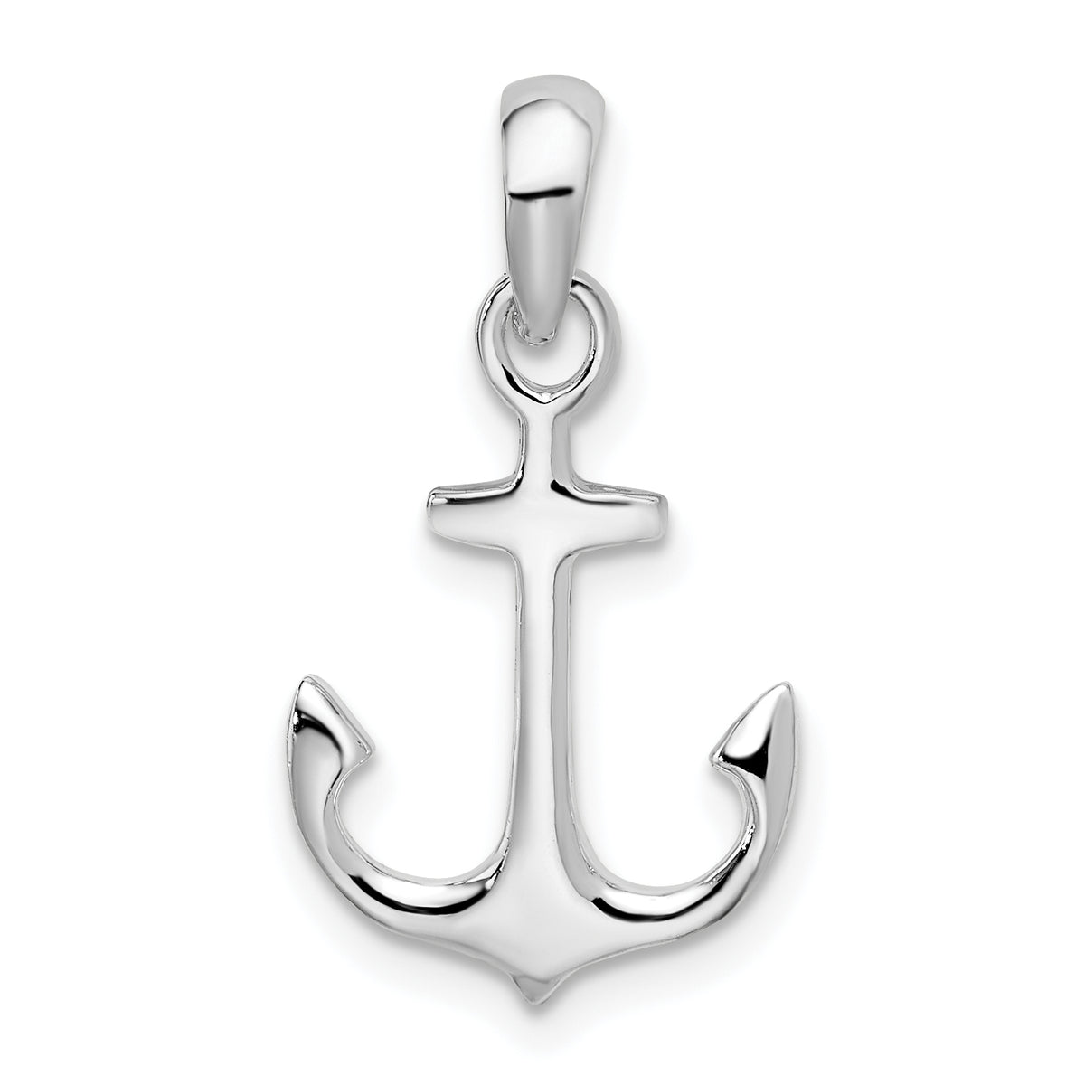 De-Ani Sterling Silver Rhodium-Plated Polished 3D Anchor Pendant