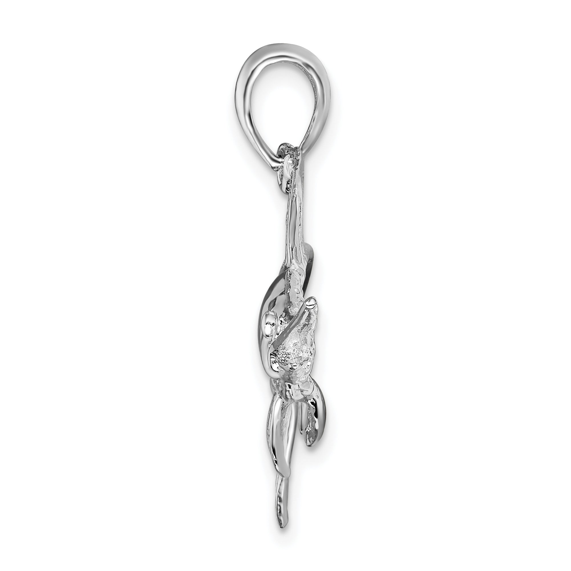 De-Ani Sterling Silver Rhodium-Plated Polished and Satin Swordfish Pendant