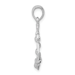 De-Ani Sterling Silver Rhodium-Plated 3D Anchor with Rope and Shackle Pendant