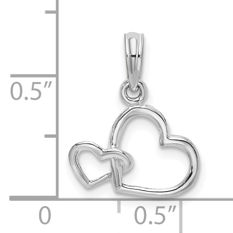 De-Ani Sterling Silver Rhodium-plated Intertwined Double Hearts Pendant