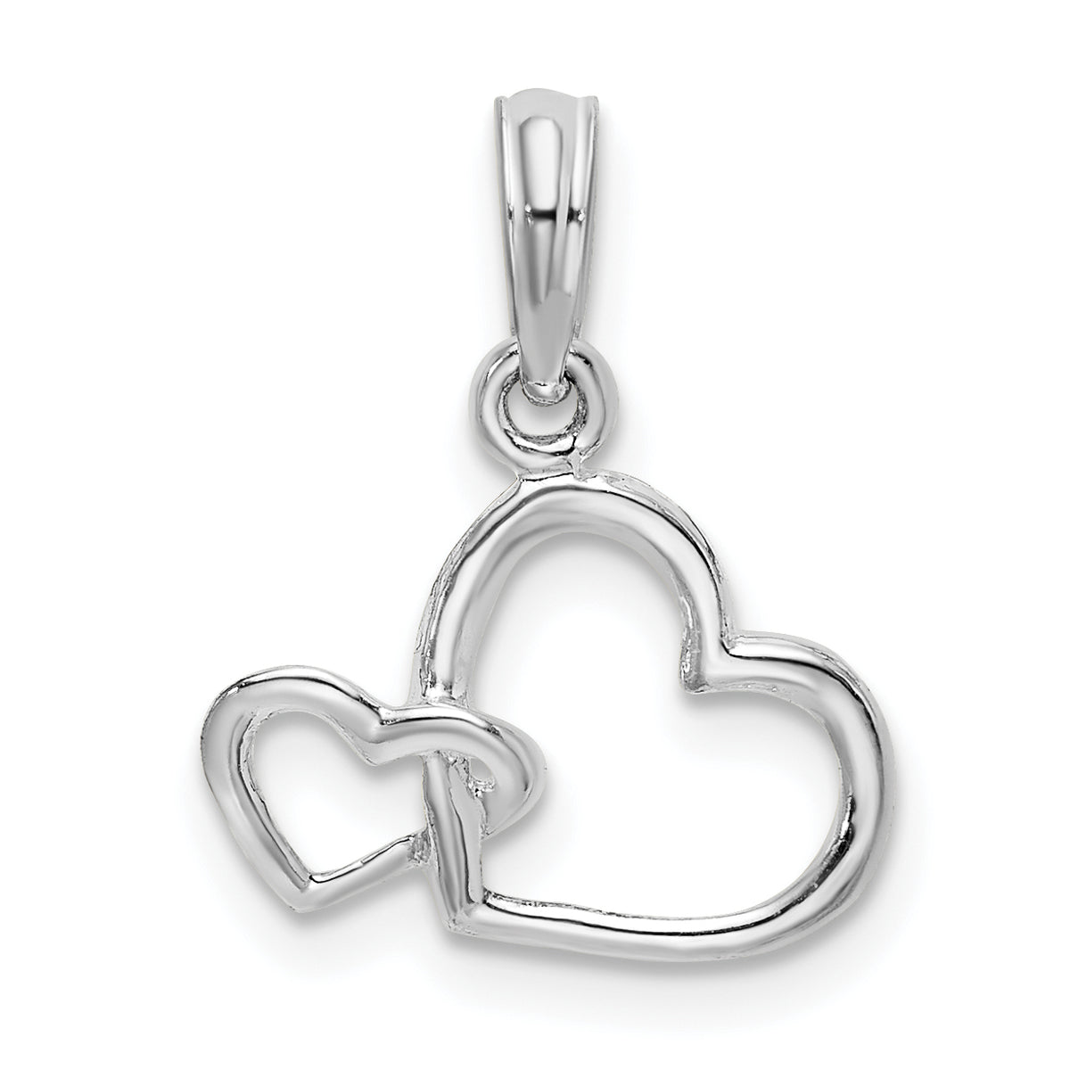 De-Ani Sterling Silver Rhodium-plated Intertwined Double Hearts Pendant