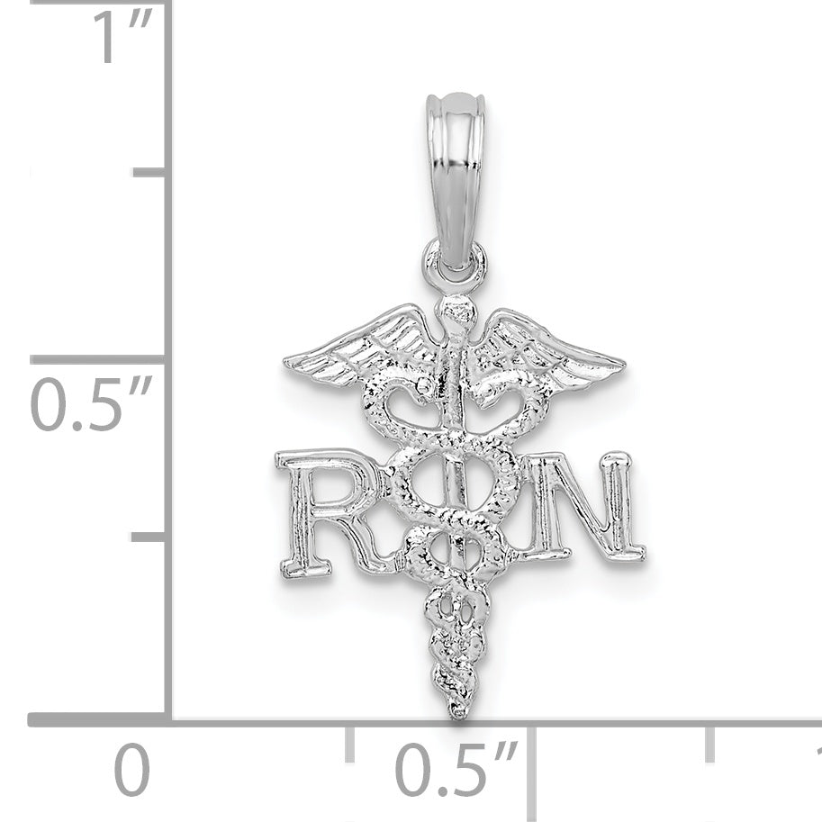 De-Ani Sterling Silver Rhodium-Plated Polished RN Caduceus Pendant