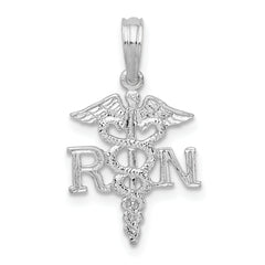 De-Ani Sterling Silver Rhodium-Plated Polished RN Caduceus Pendant