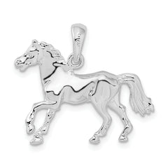 De-Ani Sterling Silver Rhodium-Plated Polished 3D Walking Horse Pendant