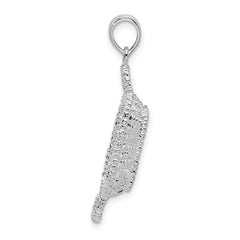 De-Ani Sterling Silver Rhodium-Plated Polished 3D Rectangular Basket Pendant