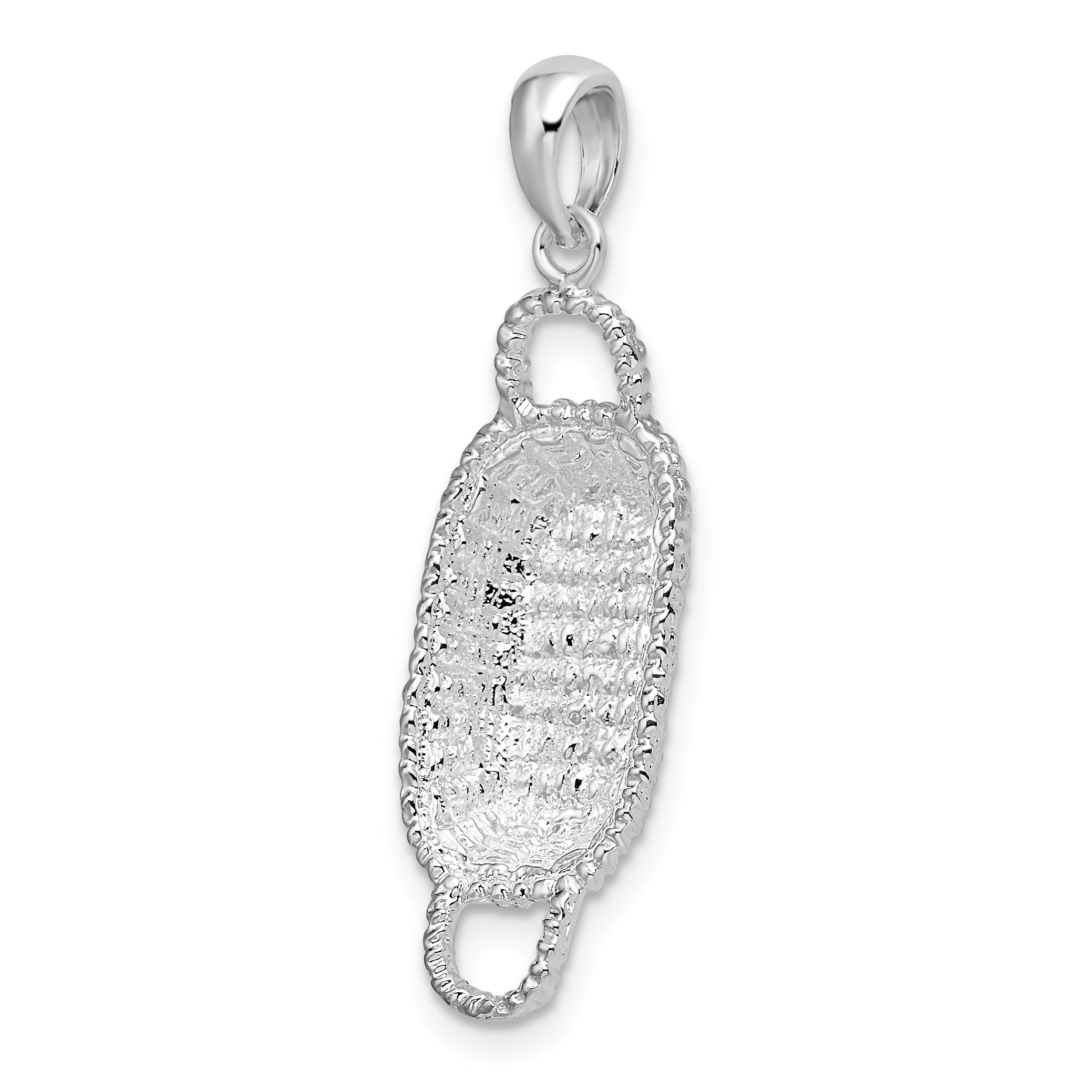 De-Ani Sterling Silver Rhodium-Plated Polished 3D Rectangular Basket Pendant