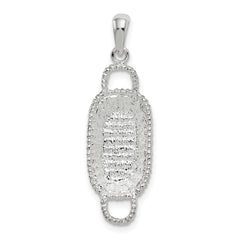 De-Ani Sterling Silver Rhodium-Plated Polished 3D Rectangular Basket Pendant