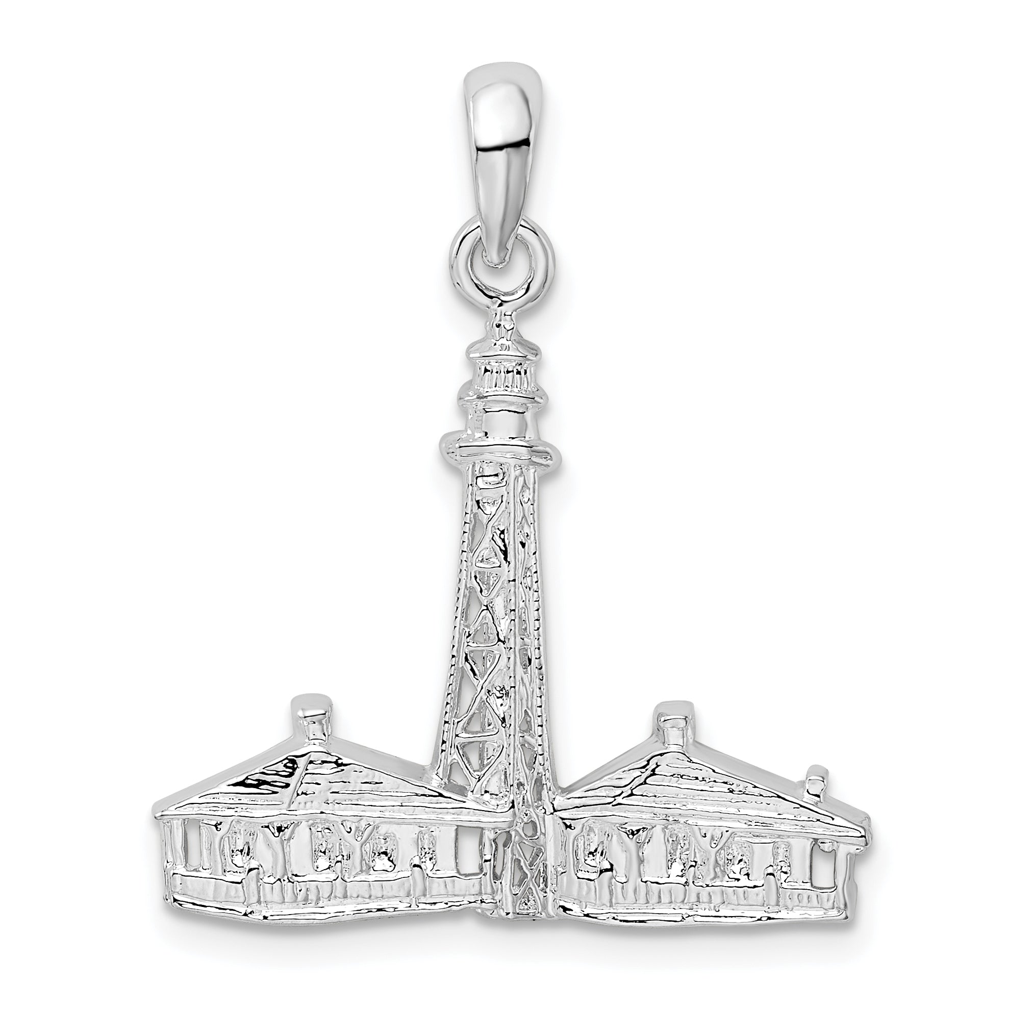 De-Ani Sterling Silver Rhodium-Plated Sanibel Island Lighthouse Pendant