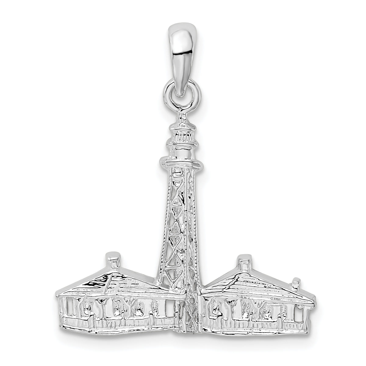 De-Ani Sterling Silver Rhodium-Plated Sanibel Island Lighthouse Pendant