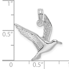 De-Ani Sterling Silver Rhodium-Plated Polished Flying Seagull Pendant