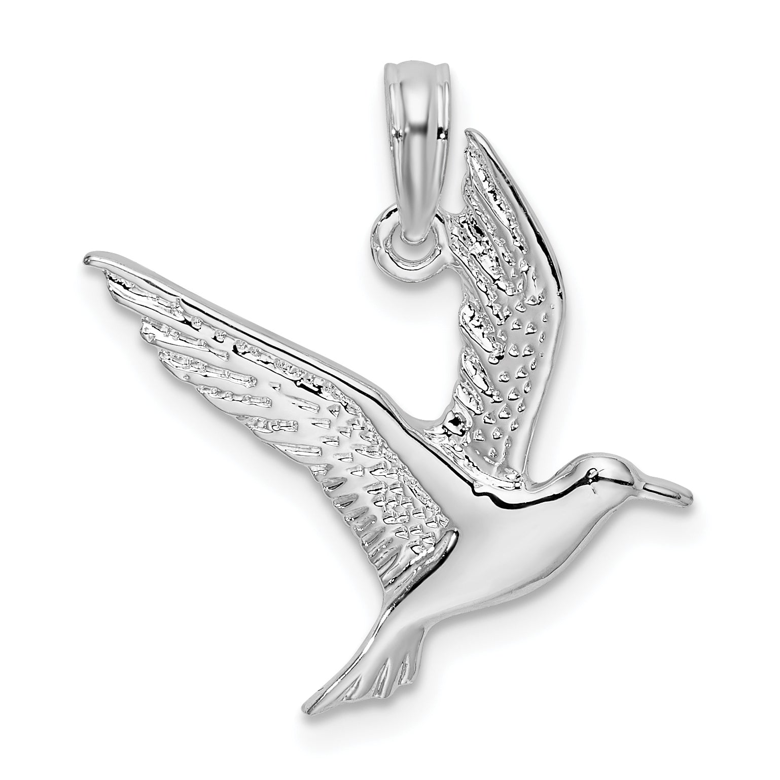 De-Ani Sterling Silver Rhodium-Plated Polished Flying Seagull Pendant