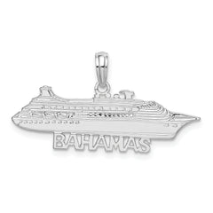 De-Ani Sterling Silver Rhodium-Plated Polished Bahamas Cruise Ship Pendant