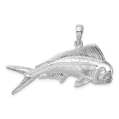 De-Ani Sterling Silver Rhodium-Plated Polished 3D Mahi-Mahi Fish Pendant