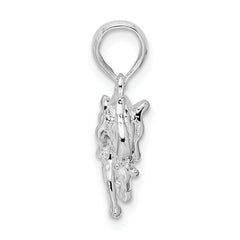 De-Ani Sterling Silver Rhodium-Plated Polished 3D Elephant Pendant