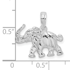 De-Ani Sterling Silver Rhodium-Plated Polished 3D Elephant Pendant