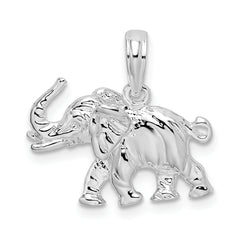 De-Ani Sterling Silver Rhodium-Plated Polished 3D Elephant Pendant