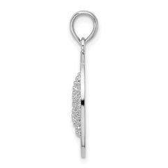 De-Ani Sterling Silver Rhodium-Plated Marathon Florida Keys Circle with Starfish Pendant