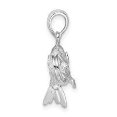 De-Ani Sterling Silver Rhodium-Plated Polished 3D Shrimp Pendant