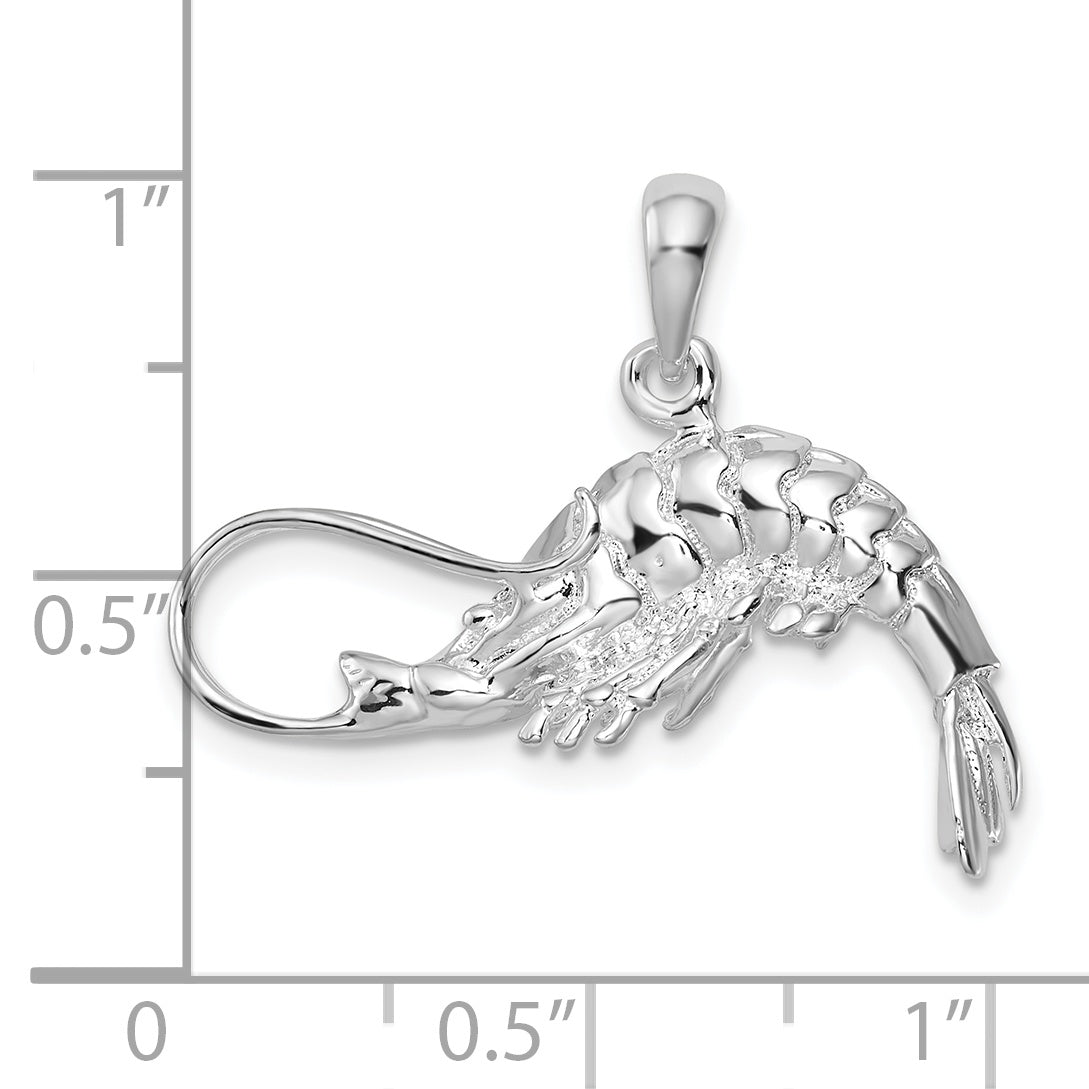 De-Ani Sterling Silver Rhodium-Plated Polished 3D Shrimp Pendant