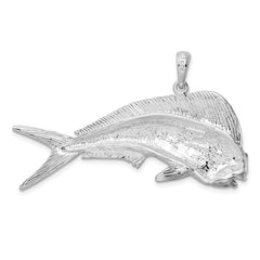 De-Ani Sterling Silver Rhodium-Plated Polished Mahi-Mahi Fish Pendant