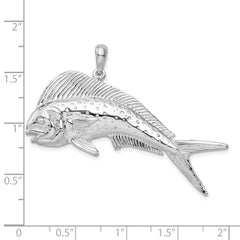 De-Ani Sterling Silver Rhodium-Plated Polished Mahi-Mahi Fish Pendant