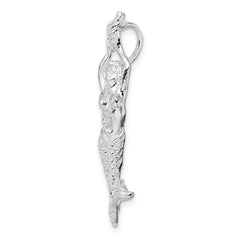 De-Ani Sterling Silver Rhodium-Plated Polished Mermaid with Shell Slide