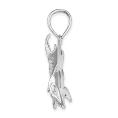 De-Ani Sterling Silver Rhodium-Plated Polished and Satin Swordfish Pendant