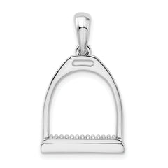 De-Ani Sterling Silver Polished 3D Large Horse Stirrup Pendant